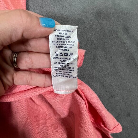 ❊SPLENDID❊ Coral Pink Soft linen Blend Tee V Neck Cap Sleeve L - Picture 4 of 6